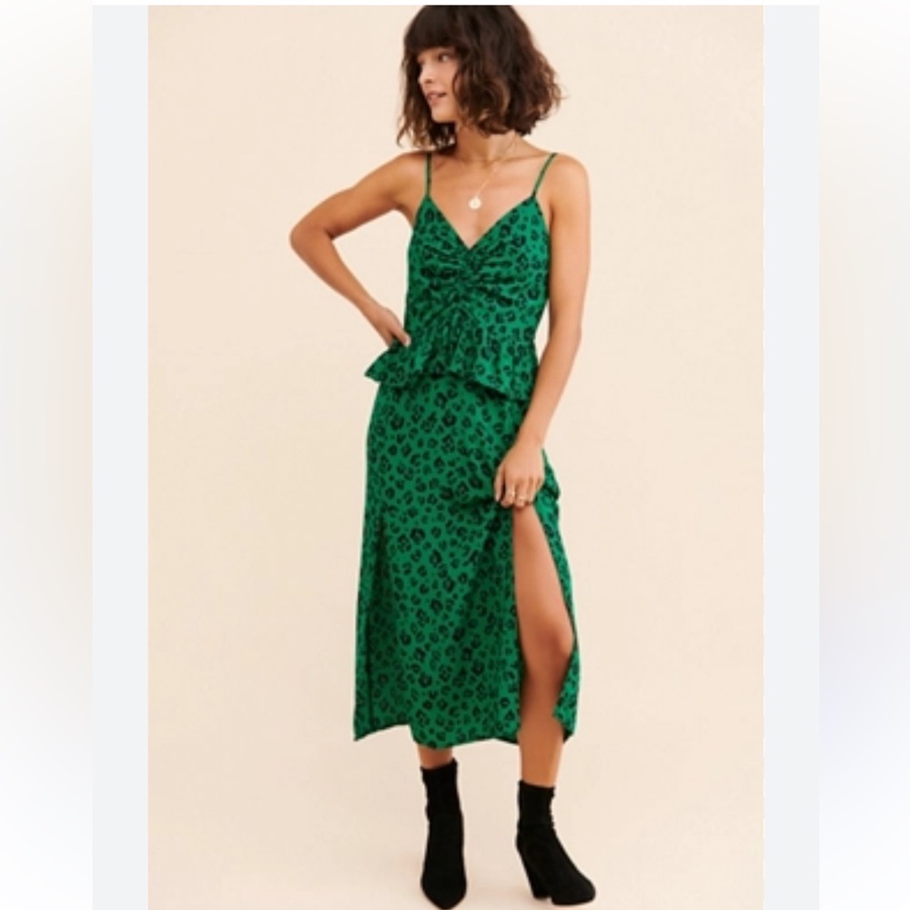 Anthropology Suboo Leafy Leopard Midi Dress